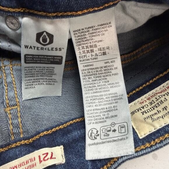 LEVI'S Premium 721 High-Rise Skinny Jeans Sz 28 Blue Wave Dark - Picture 5 of 9